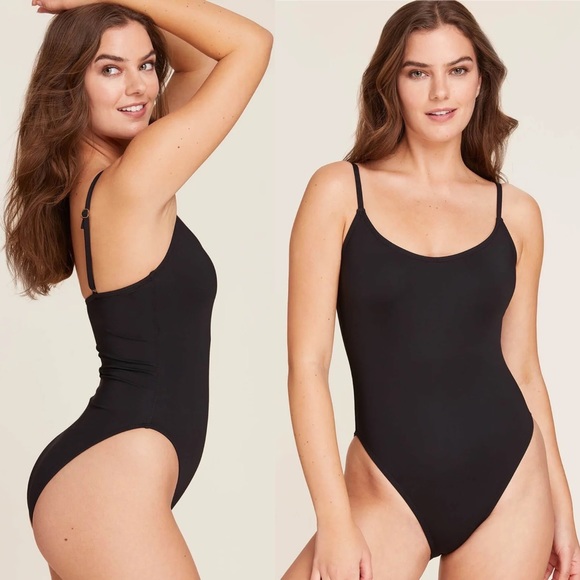 NWT Andie The Cheeky Amalfi One Piece M Black Swimsuit Eco Nylon Stretch Classic - Picture 2 of 9